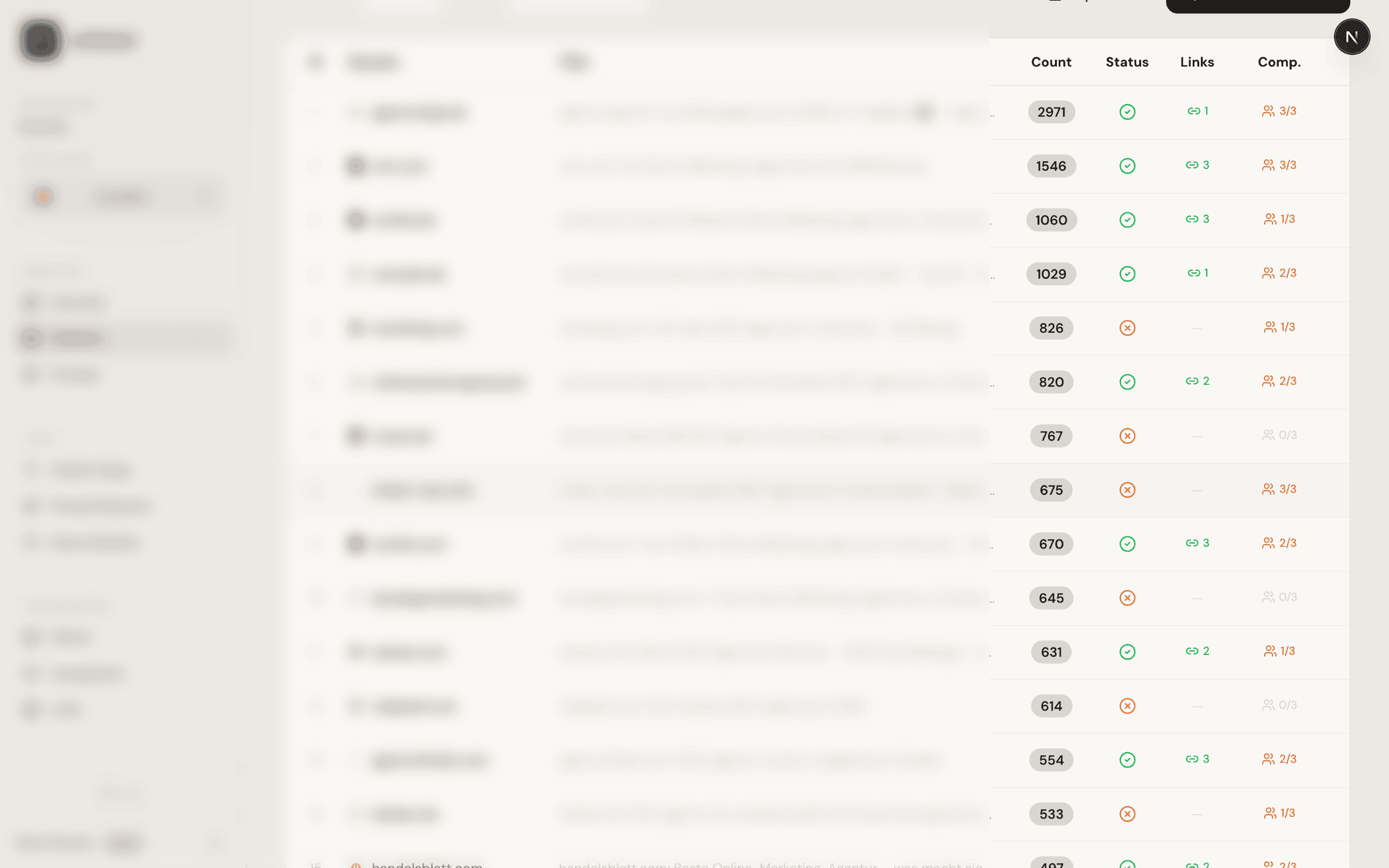 Ergebnisse des Citation Checks in der Tabelle