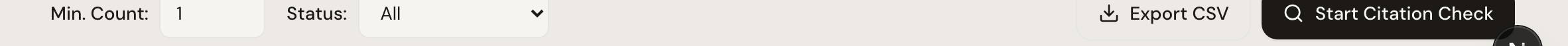 Filter-Toolbar der Citation-Tabelle