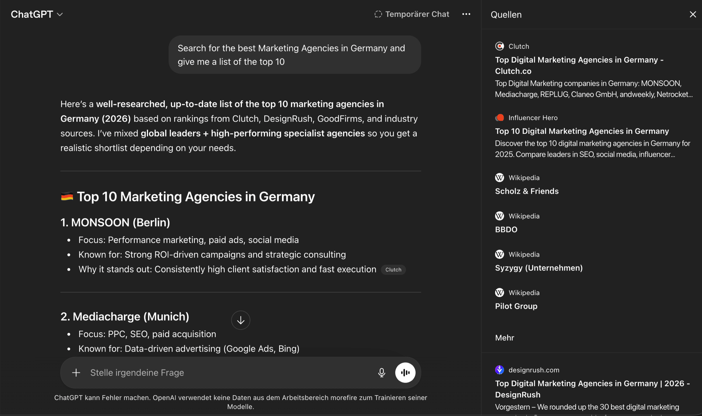 Beispiel einer Citation in einer KI-Antwort