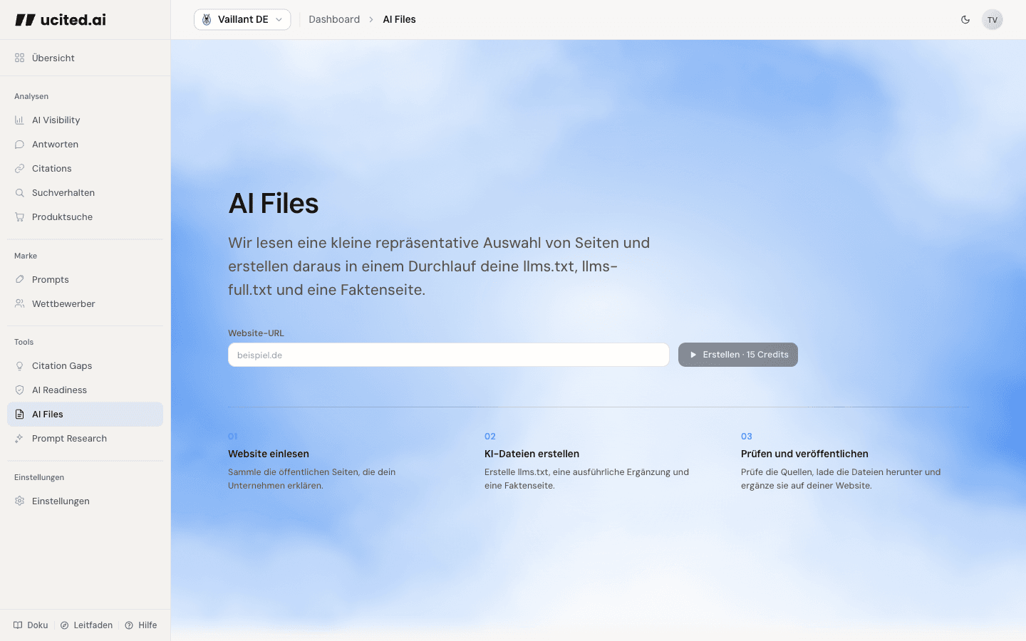 Facts Page: Analyse starten