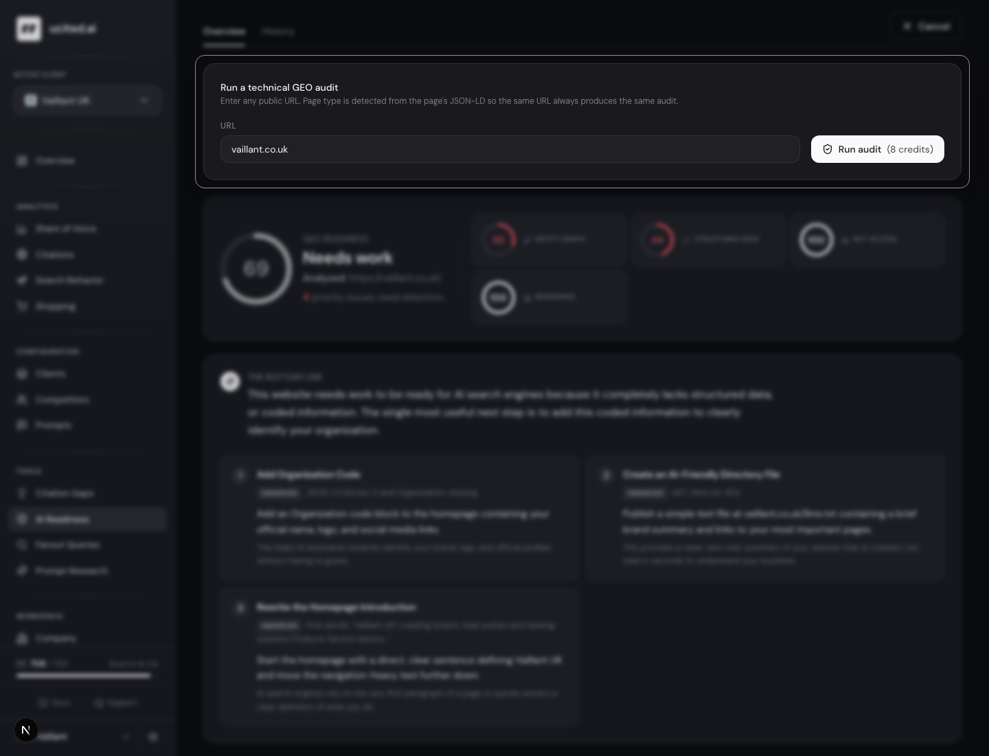AI Readiness Audit im Dashboard