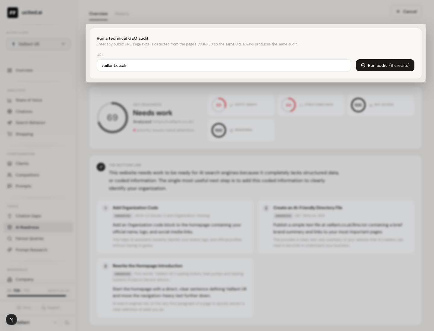 AI Readiness Audit im Dashboard
